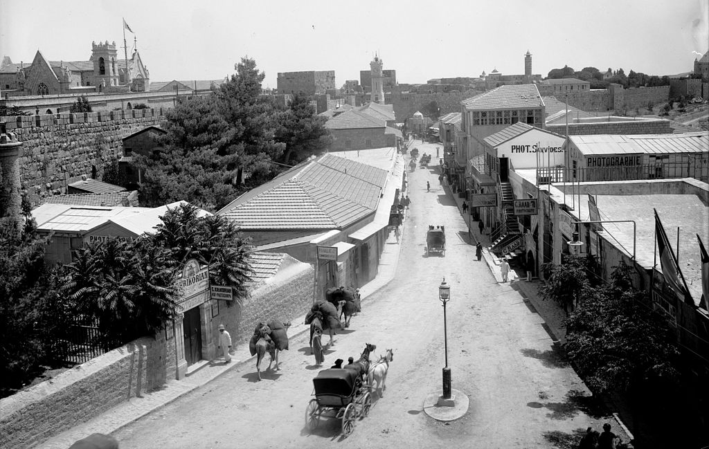 Jaffa Road in Jerusalem, Israel (between 1898 and 1914).