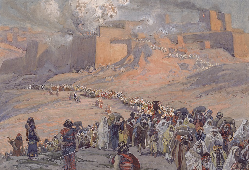 Israelite prisoners flee burning Jerusalem